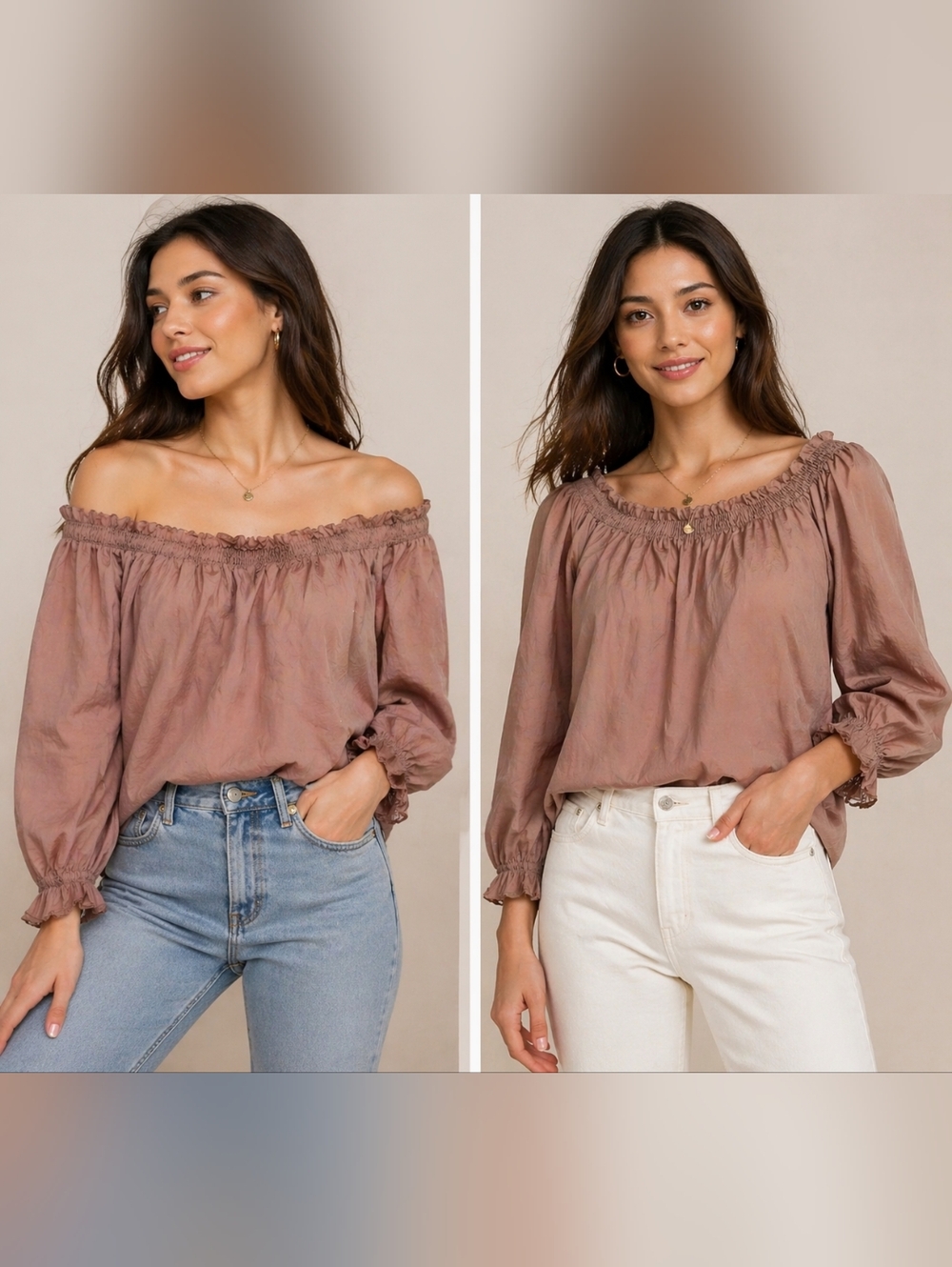 Walter Baker Mauve Smoked Off Shoulder Blouse